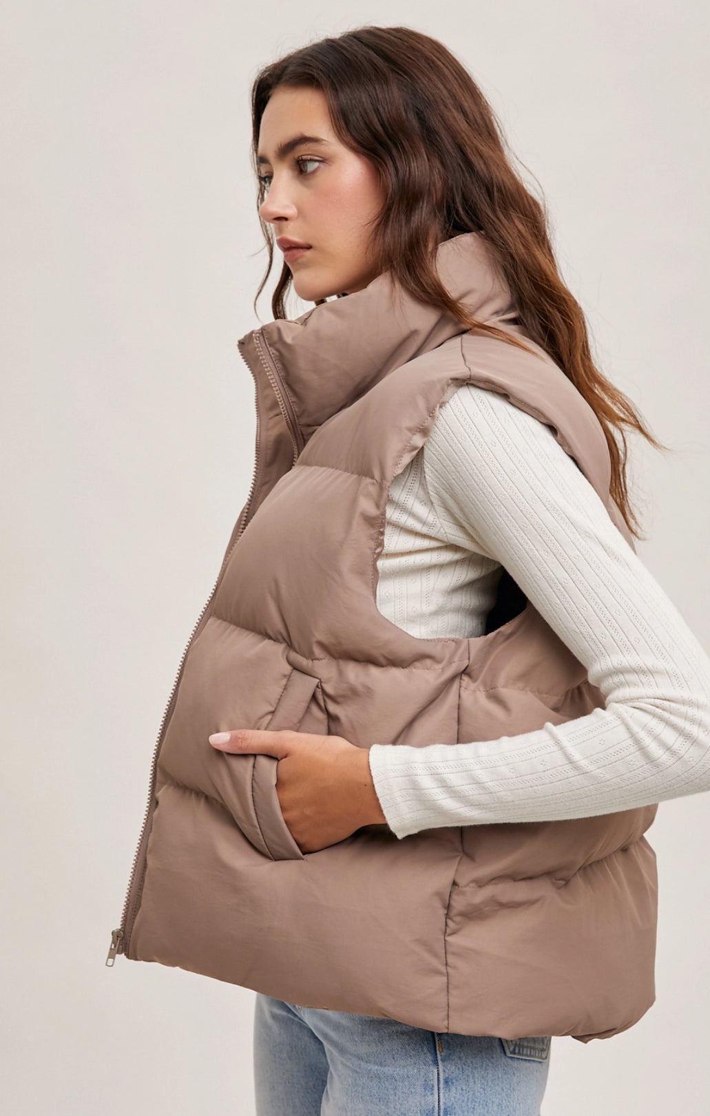 Mushroom Zipper Front Puffer Vest