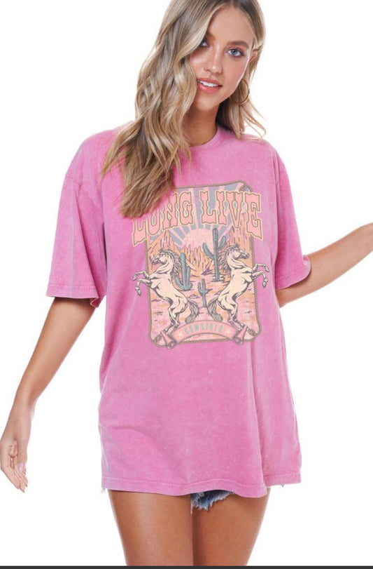 Long Live Cowgirls Vintage Pink Graphic Tee