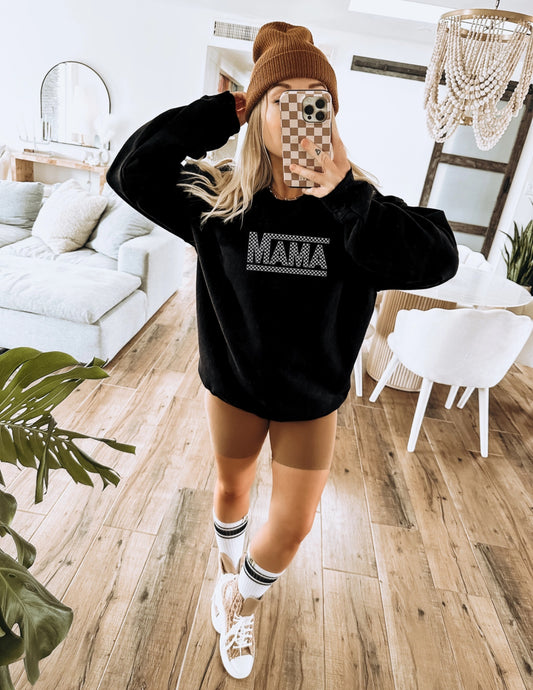 Mama Checkerboard Crewneck Sweatshirt